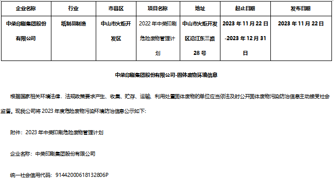 7790必发集团危险废料信息公示